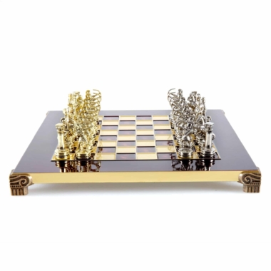 Kleines Schachspielset aus Silber- und Goldmetall Bogenschützen - Laminierte Holzbox mit Metall-Schachbrett – Bild 13