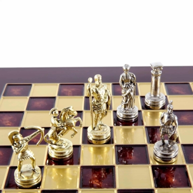Kleines Schachspielset aus Silber- und Goldmetall Bogenschützen - Laminierte Holzbox mit Metall-Schachbrett – Bild 15