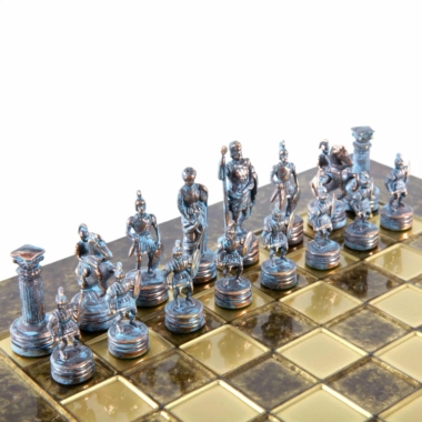 Griechisches und Römisches Schachspiel-Set aus Metall - Schachbrett in 5 Farbvarianten zur Auswahl, mit Laminierter Holzaufbewahrungsbox – Bild 9