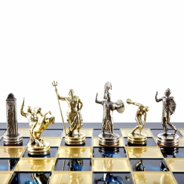 Schachspiel-Set aus Metall Diskuswerfer Gold & Silber - 36 x 36 cm – Bild 5