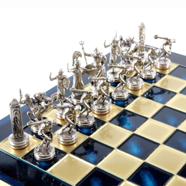 Schachspiel-Set aus Metall Diskuswerfer Gold & Silber - 36 x 36 cm – Bild 3