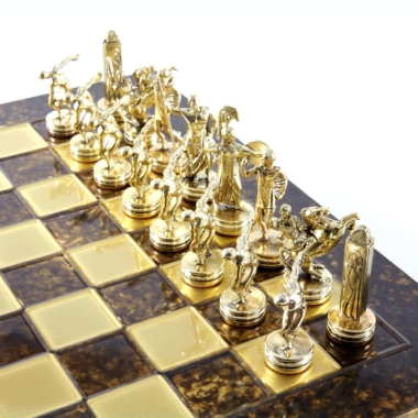 Schachspiel-Set aus Metall Diskuswerfer Gold & Silber - 36 x 36 cm – Bild 8
