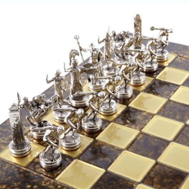 Schachspiel-Set aus Metall Diskuswerfer Gold & Silber - 36 x 36 cm – Bild 9