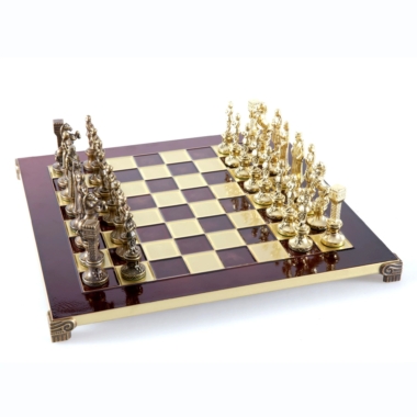 Schachspiel Renaissance - Schachbrett und Schachfiguren aus Gold- und Bronze-Metall – Bild 8
