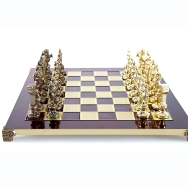 Schachspiel Renaissance - Schachbrett und Schachfiguren aus Gold- und Bronze-Metall – Bild 7