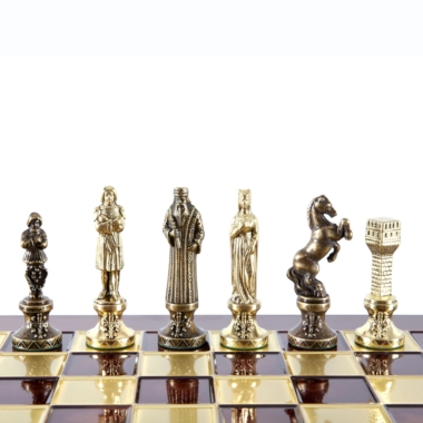 Schachspiel Renaissance - Schachbrett und Schachfiguren aus Gold- und Bronze-Metall – Bild 11