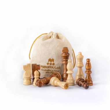 Schachspiel-Set, Dame- und Backgammon-Spiel aus Nussbaum- und Eichenholz – Bild 4