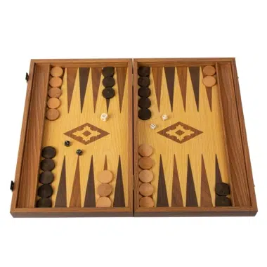Backgammon Réplique Bois Chêne-Noyer avec Racks Latéraux