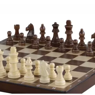 Jeu d’Echecs Magnétique en Noyer et Erable 31 cm – Pièces Staunton Stables et Plateau Portable
