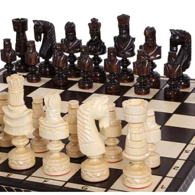 Jeu d’Echecs Geant en Bois "César" 85 x 85 cm avec Rangement