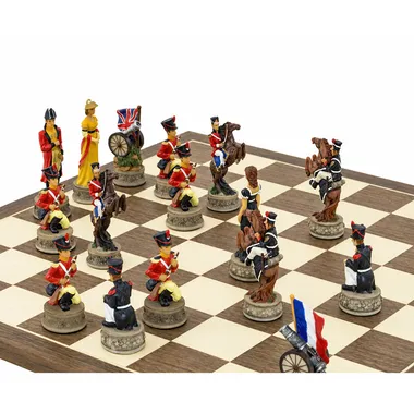Schachfiguren Schlacht von Waterloo, Detail der französischen und britischen Soldaten