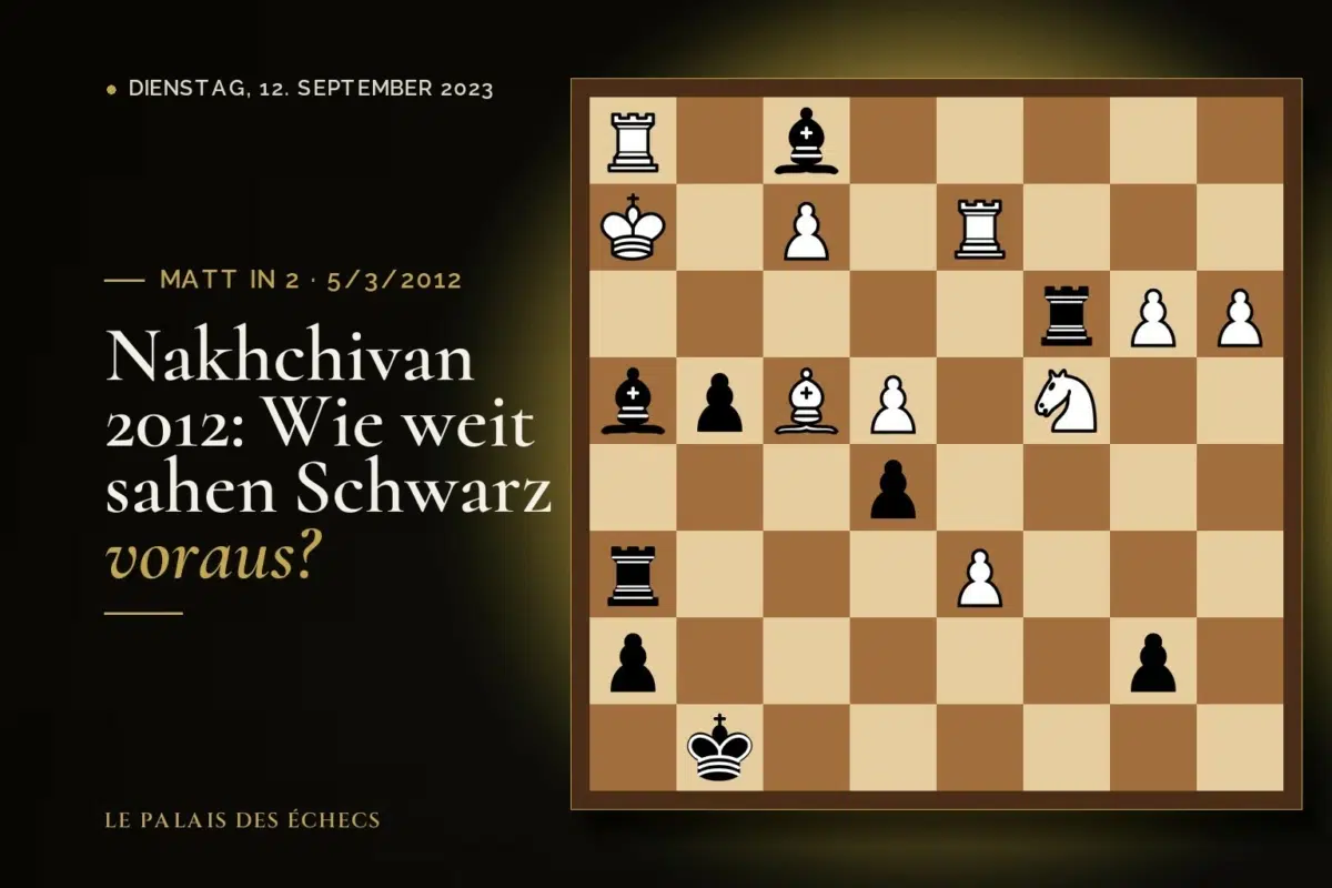 Stellung der Schachaufgabe: Schwarz zieht und setzt in 2 matt (Aleksej Aleksandrov – Misraddin Iskandarov, Nakhchivan, 5/3/2012)
